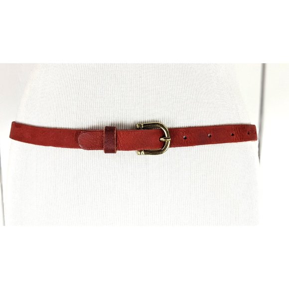 Vintage red skinny leather belt large - Picture 2 of 3